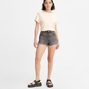 Levi’s 501 Cut Off Black Distress Shorts with Button Fly